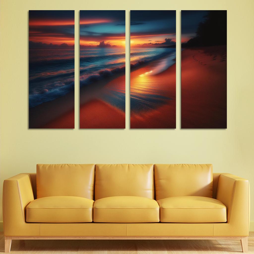 Glistening Shore Evening Serenity Premium Artwork Frames