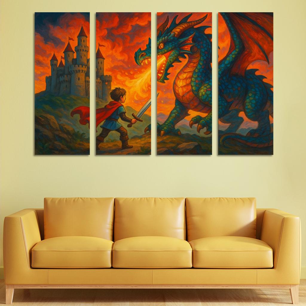 Dragon Quest - Fantasy Adventure Panel Framed Paintings