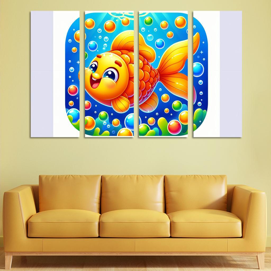 Bubbly Goldfish Modern Paintings Frame