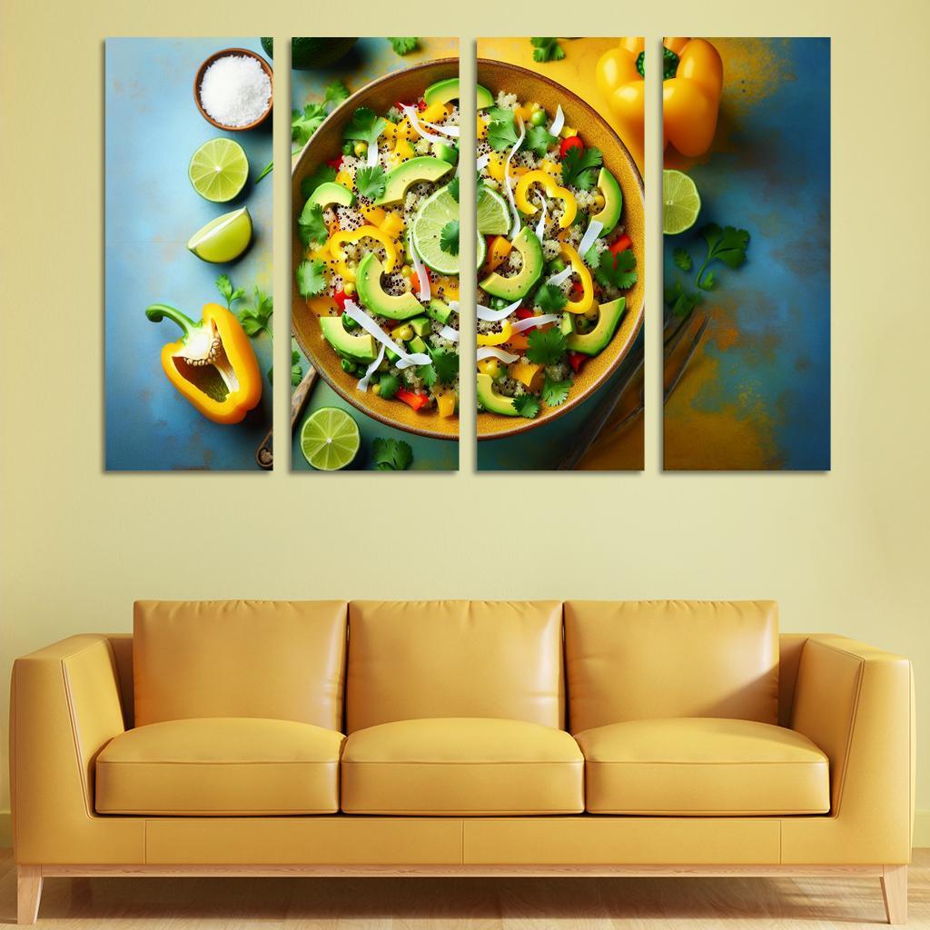 Coconut Lime Quinoa Salad 4 Piece HD Modern Canvas Panels-Original Frame