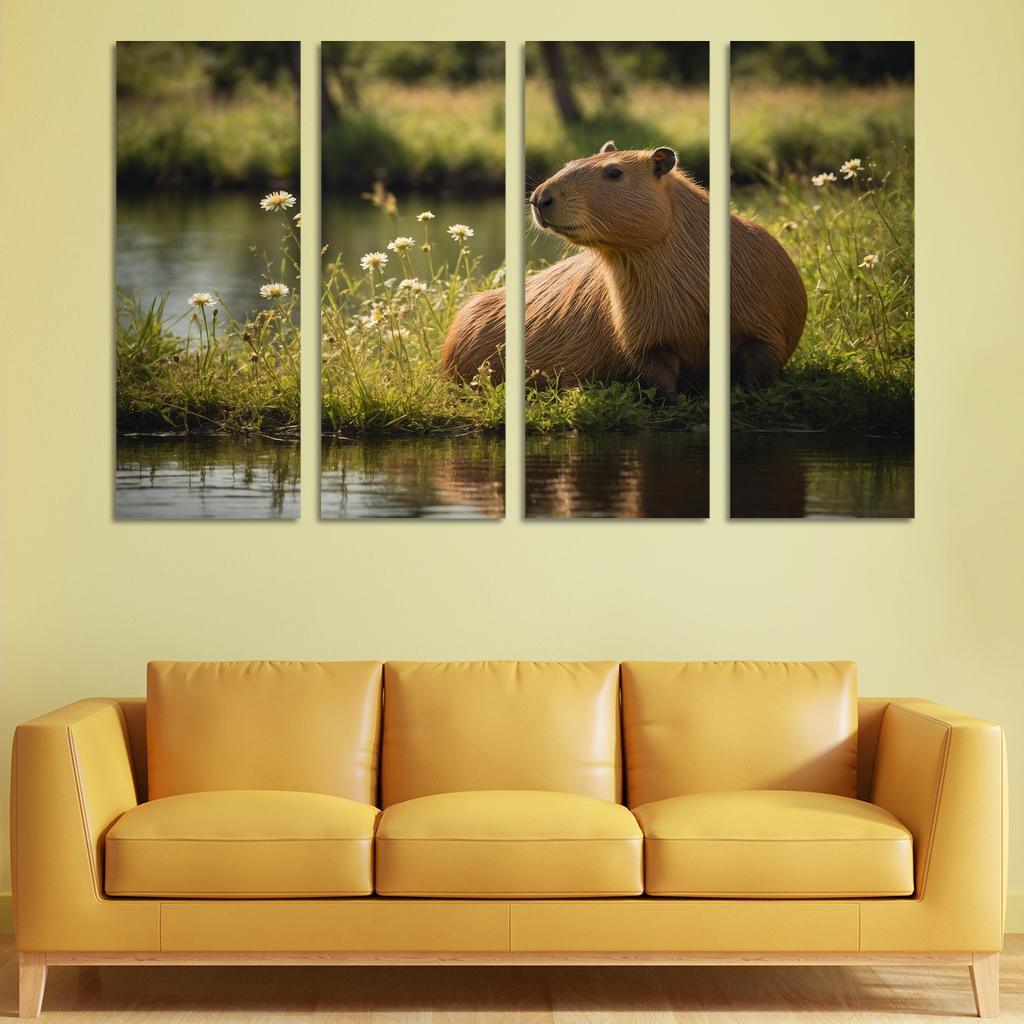 The Curious Capybara The Gentle Giant Of The Rodent Family Modern Paintings Frame