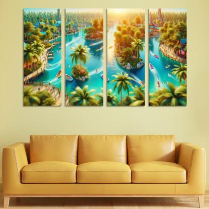 Adventure Lagoon Watersports Paradise Canvas Paintings Frame