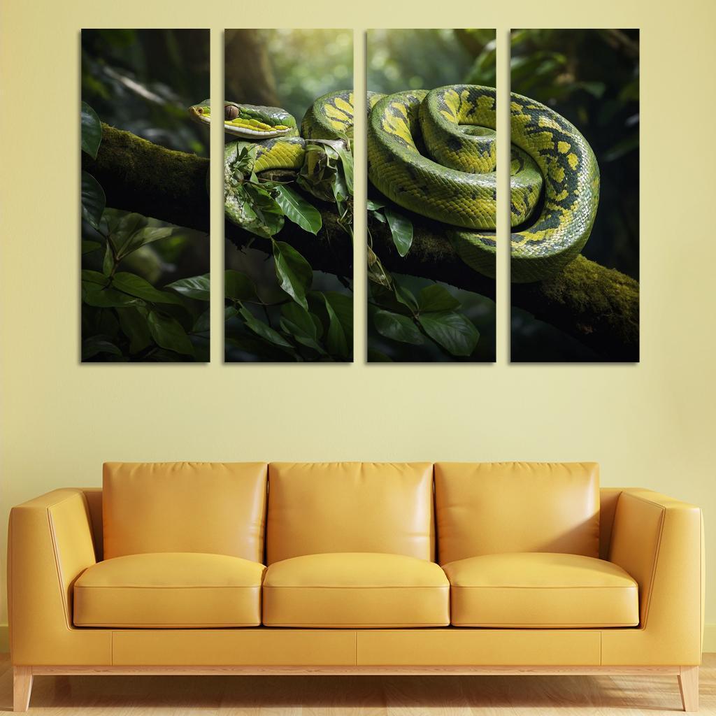 The Stunning Green Tree Python A Gem Of The Rainforest Canvas Paintings Frame