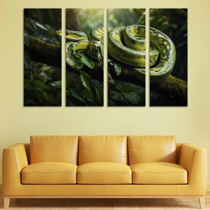 The Stunning Green Tree Python A Gem Of The Rainforest Canvas Paintings Frame