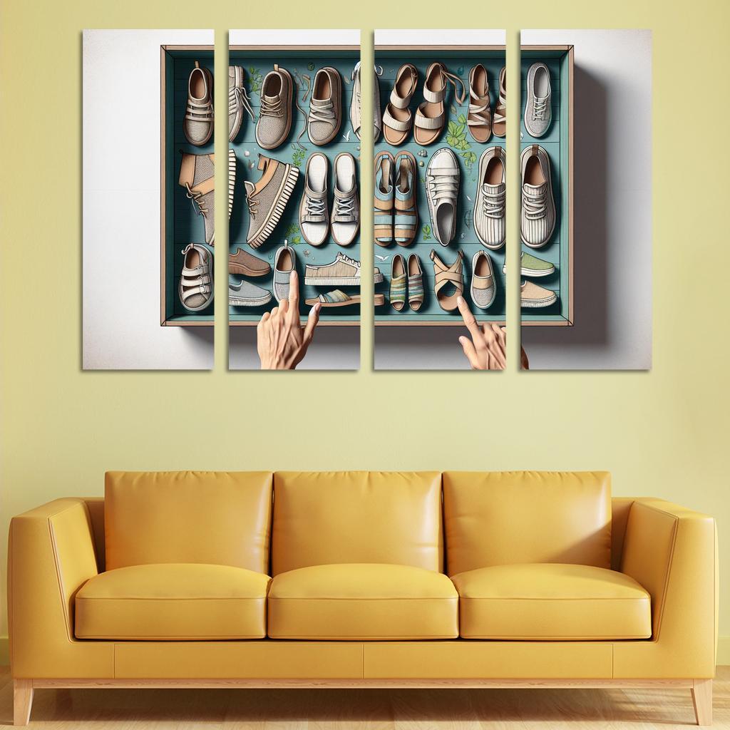 Sustainable Footwear Eco-Conscious Styles 4 Piece HD Modern Canvas Panels-Original Frame