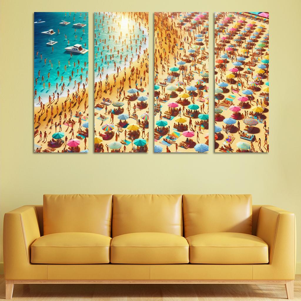 Sunny Isle Vibrant Beach Party Hub Premium Artwork Frames