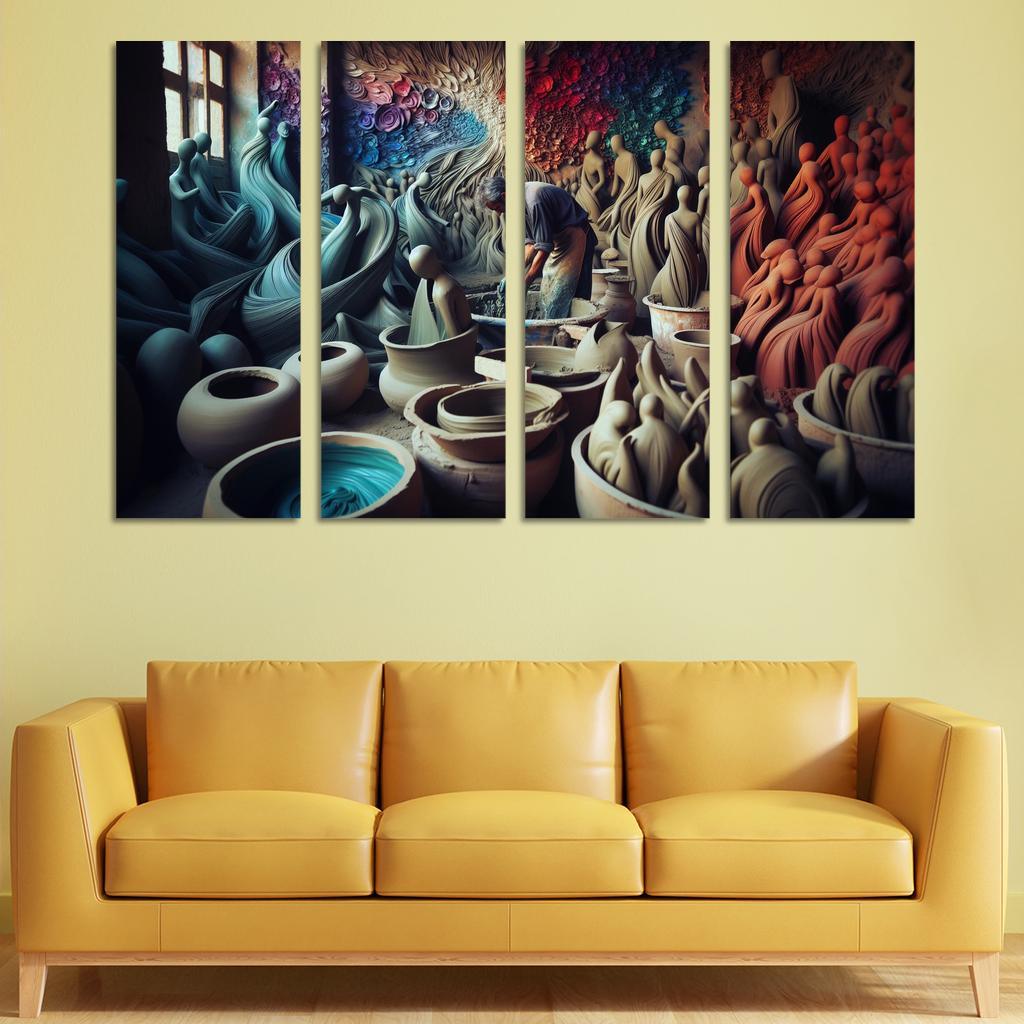 Sculpting Whispers of the Soul 4 Piece HD Modern Canvas Panels-Original Frame