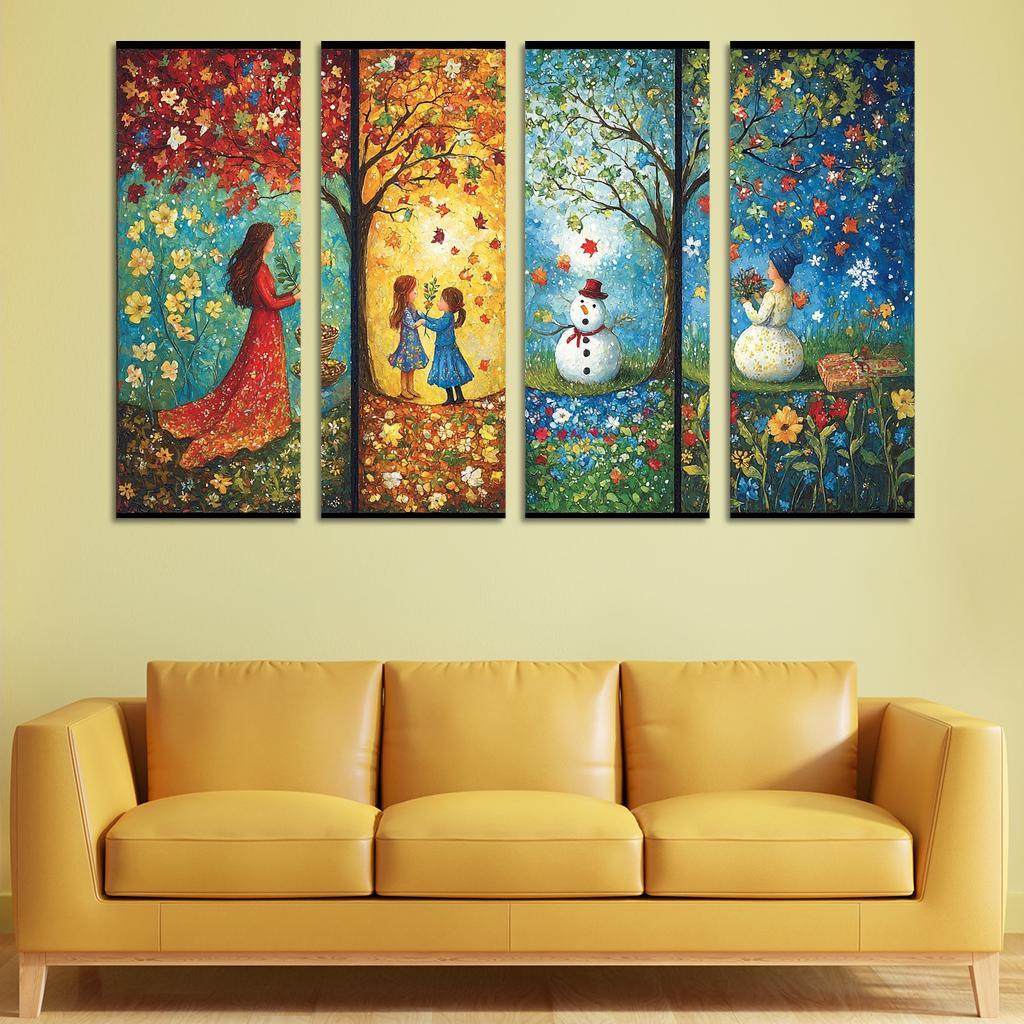 Seasons Of Growth Nurtured By A Mothers Care Custom Paintings Frame