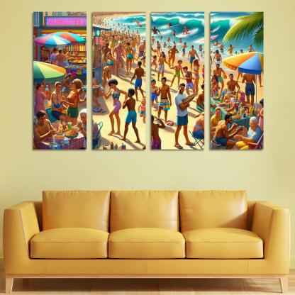 Sunshine Harbor Beach Modern Paintings Frame