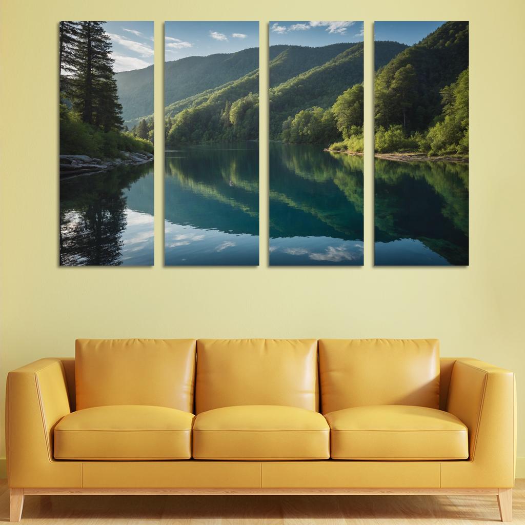 The Mesmerizing View Of Crystal Blue Lakes Oil Paintings Frame