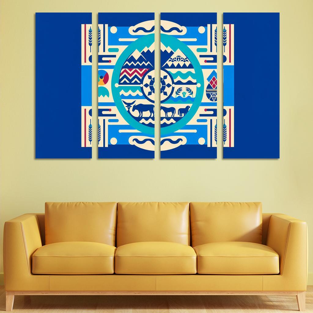 Cultural Resonance The Flag of the Navajo Nation 4 Piece HD Modern Canvas Panels-Original Frame
