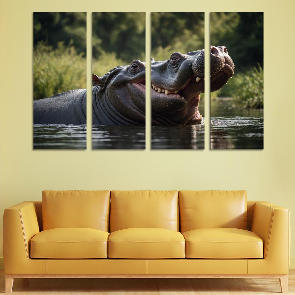 The Imposing Hippopotamus The River Giant Framed Paintings