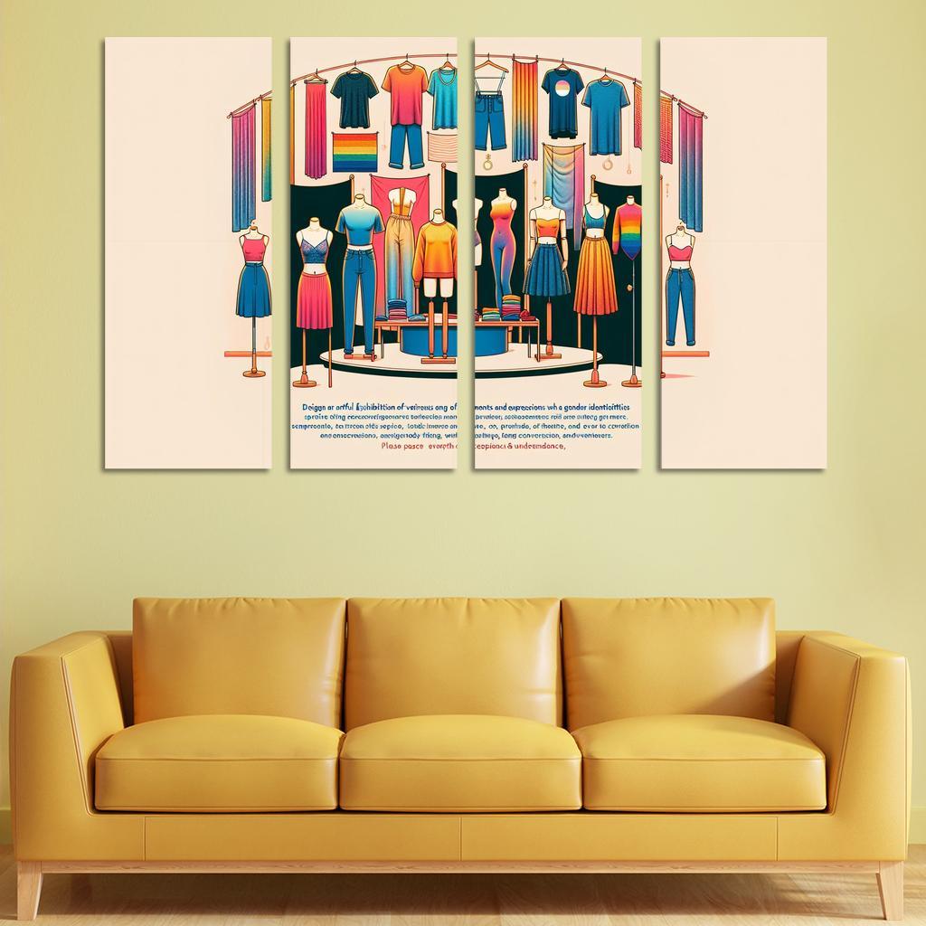 Threads of Identity Navigating Gender and Expression 4 Piece HD Modern Canvas Panels-Original Frame
