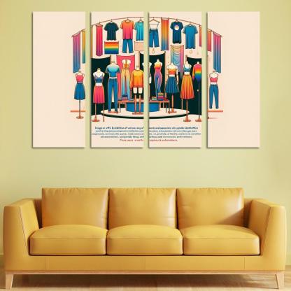 Threads of Identity Navigating Gender and Expression 4 Piece HD Modern Canvas Panels-Original Frame