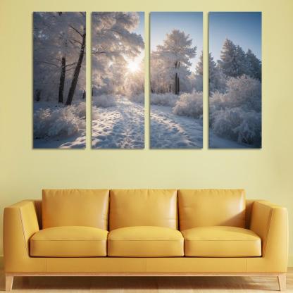 The Radiance Of Snowy Winter Landscapes Oil Paintings Frame