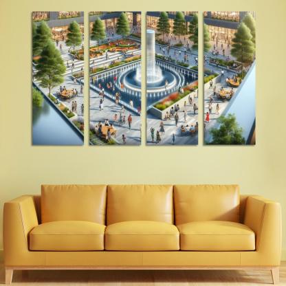 Dynamic Urban Water Features Custom Paintings Frame