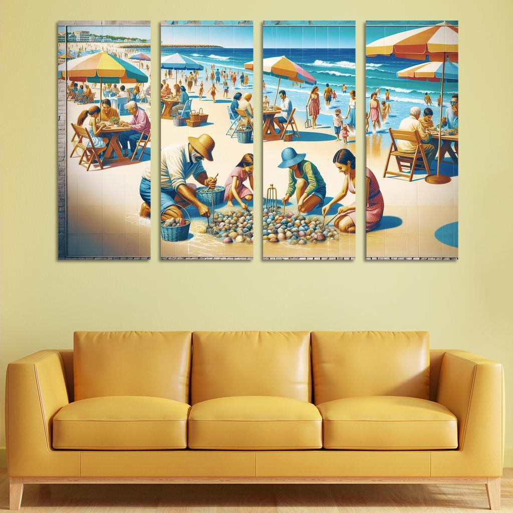 Clam Shell Bay Culinary Delights 4 Piece HD Modern Canvas Panels ...