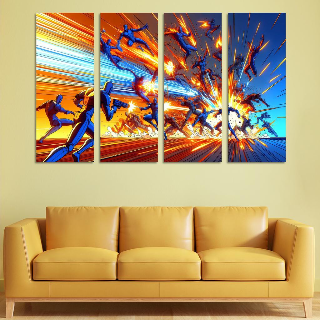 Dragon Ball Z Energy 4 Piece HD Modern Canvas Panels-Original Frame