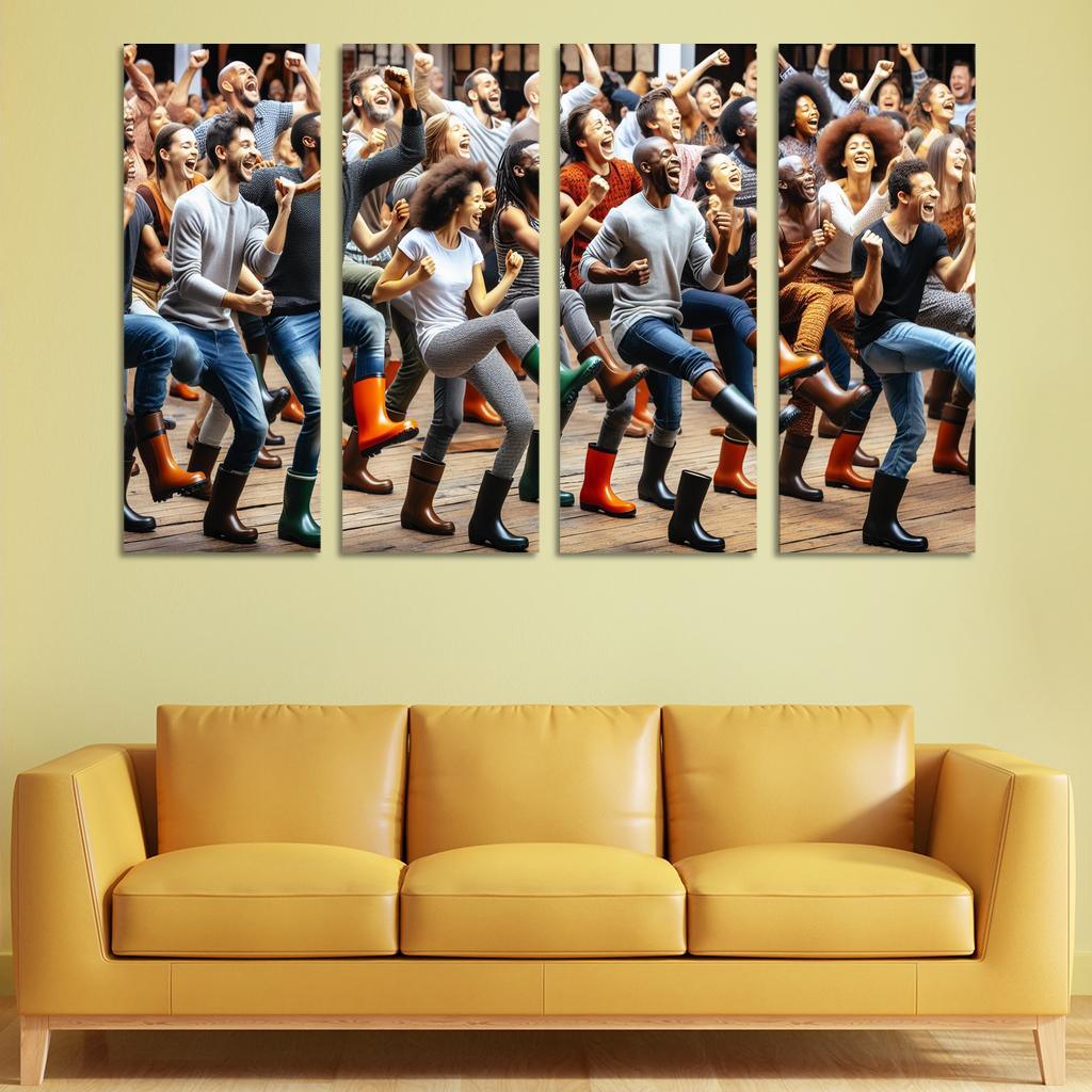 Gumboot Dance The Rhythmic Voice Of South Africa Modern Paintings Frame