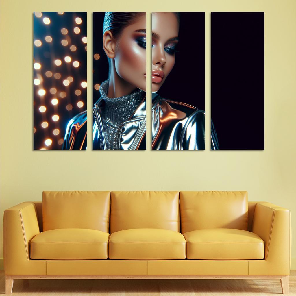 Reflective Surfaces Metallic And Glossy Textures Multi-panel Paintings