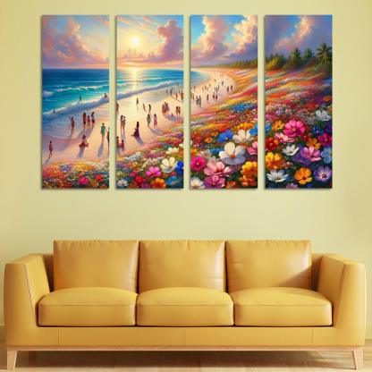 Wildflower Beach Natural Flora Haven Oil Paintings Frame