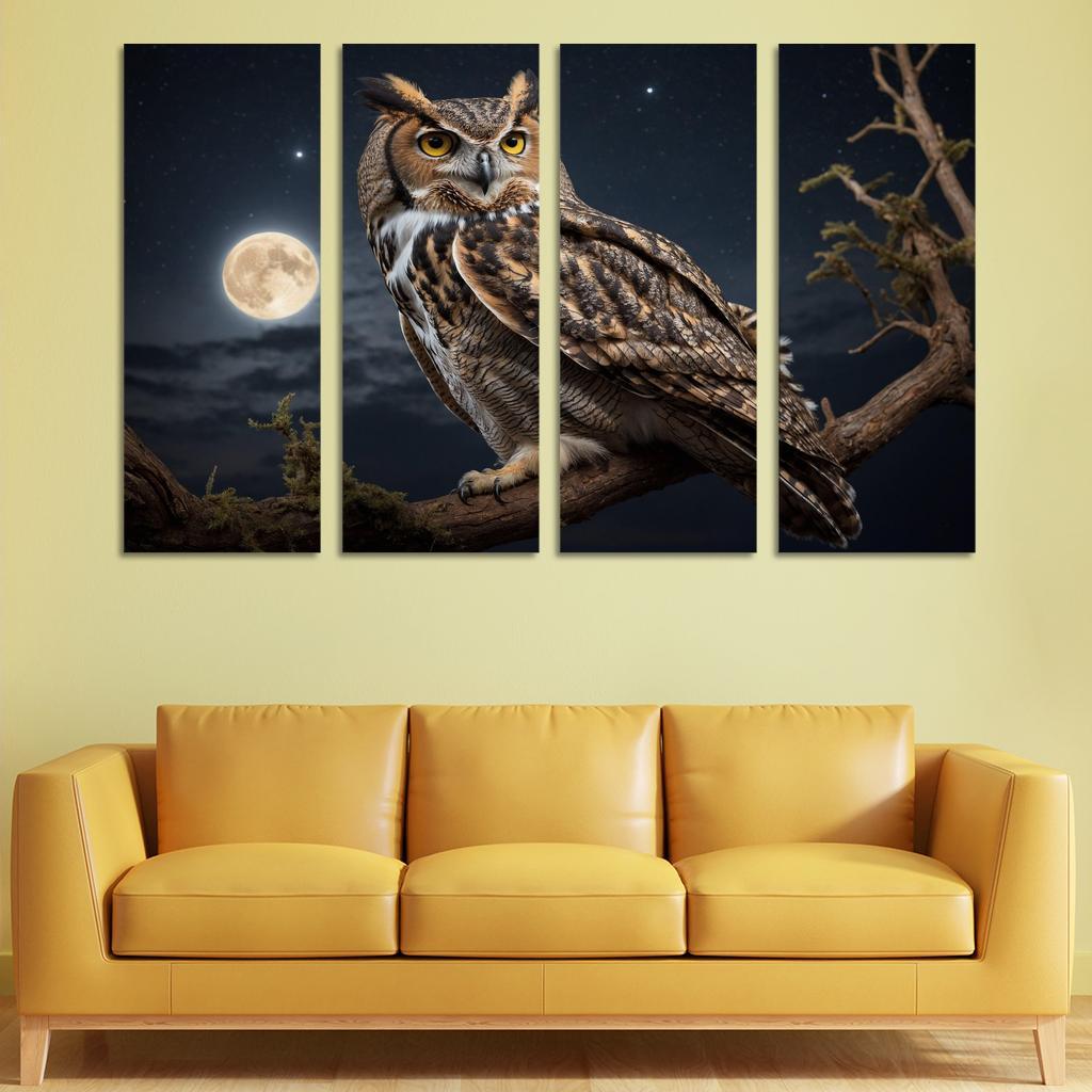 The Elegant Great Horned Owl Night's Hunter Premium Artwork Frames