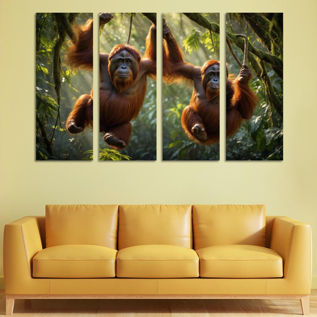 The Majestic Bornean Orangutan Multi-panel Paintings