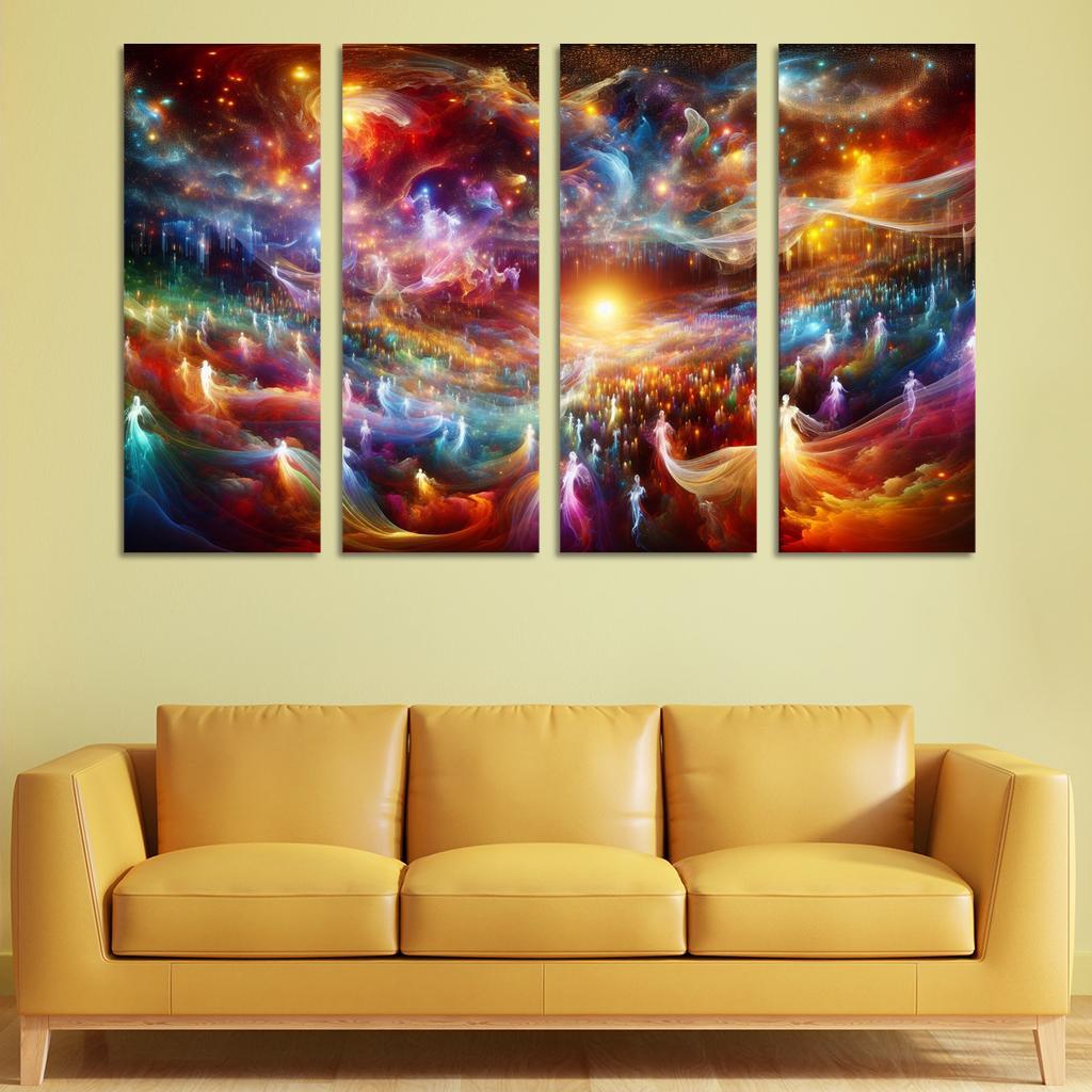 The Luminous Expanse 4 Piece HD Modern Canvas Panels-Original Frame
