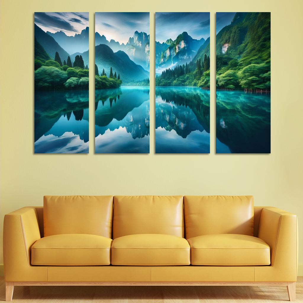 The Tranquil Embrace Of Silent Lake Custom Paintings Frame