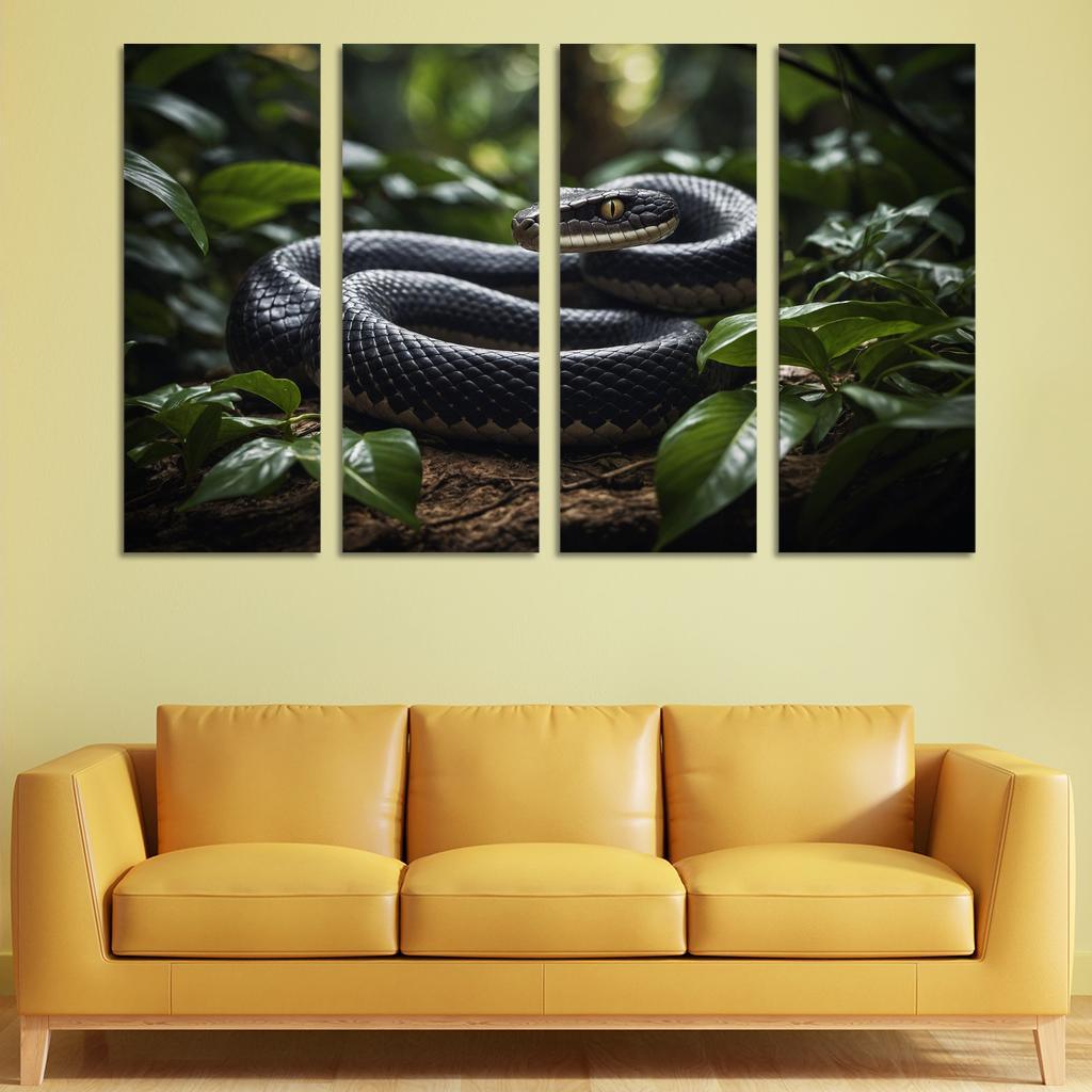 The Striking King Cobra In A Rainforest Setting Framed Paintings