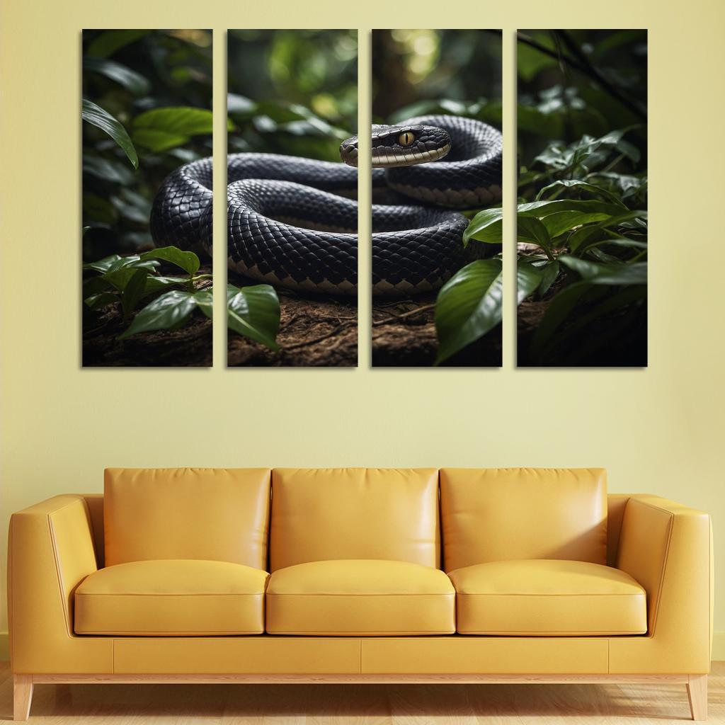 The Striking King Cobra In A Rainforest Setting Framed Paintings