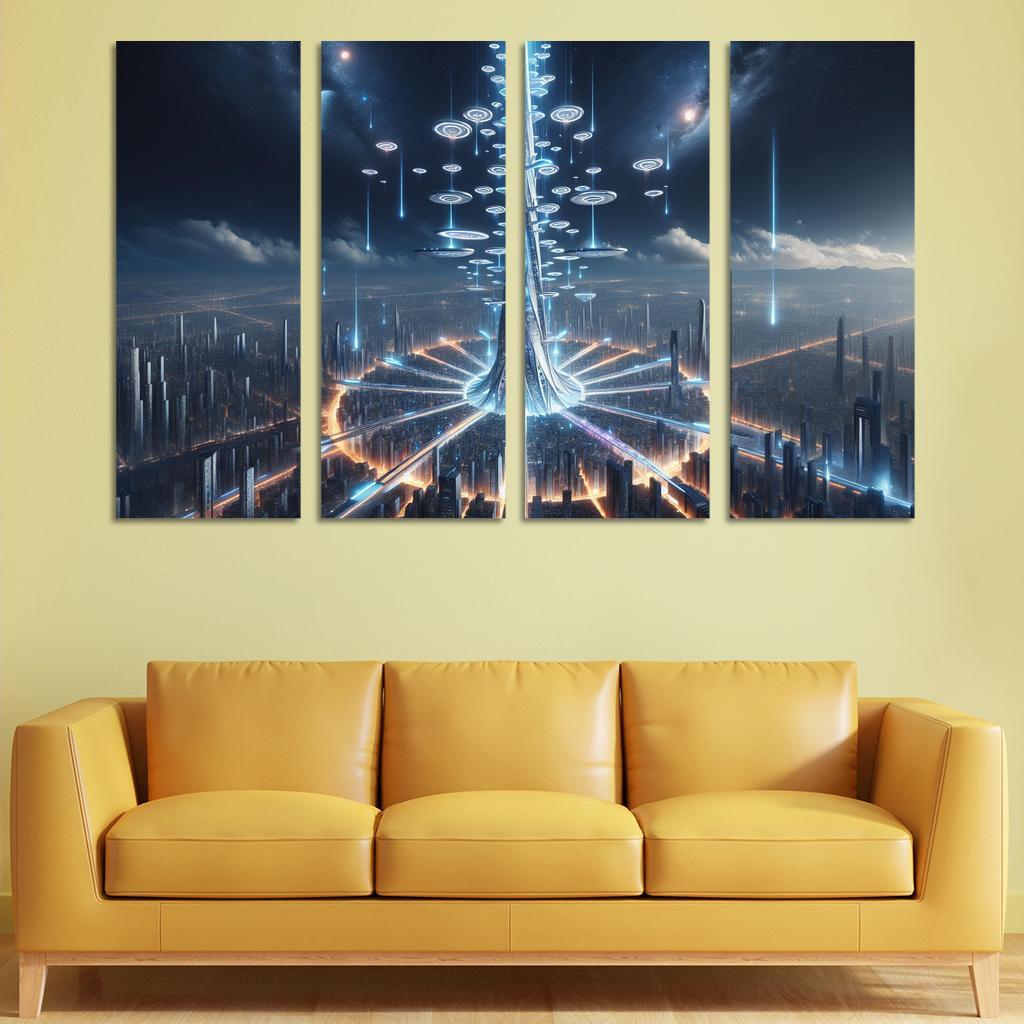 The Technomancer's Spire 4 Piece HD Modern Canvas Panels-Original Frame