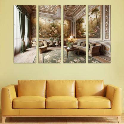 Vintage-Style Framed Botanical Prints 4 Piece HD Modern Canvas Panels-Original Frame