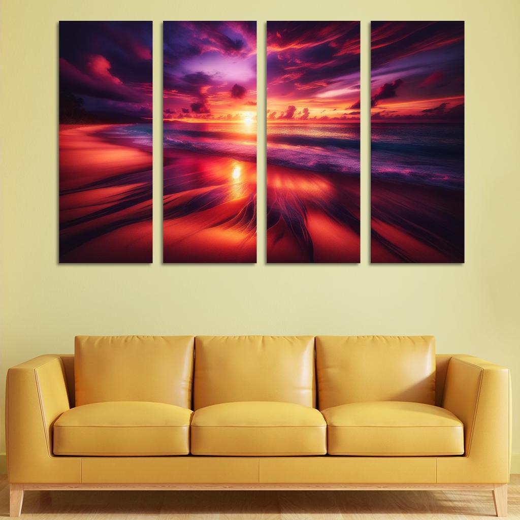 Sunset Viewpoint Beach Modern Paintings Frame