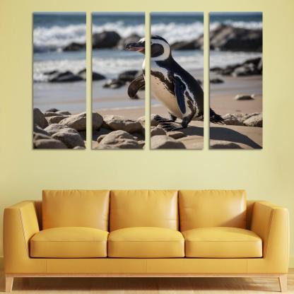The Magnificent African Penguin The Black-footed Wonder Oil Paintings Frame