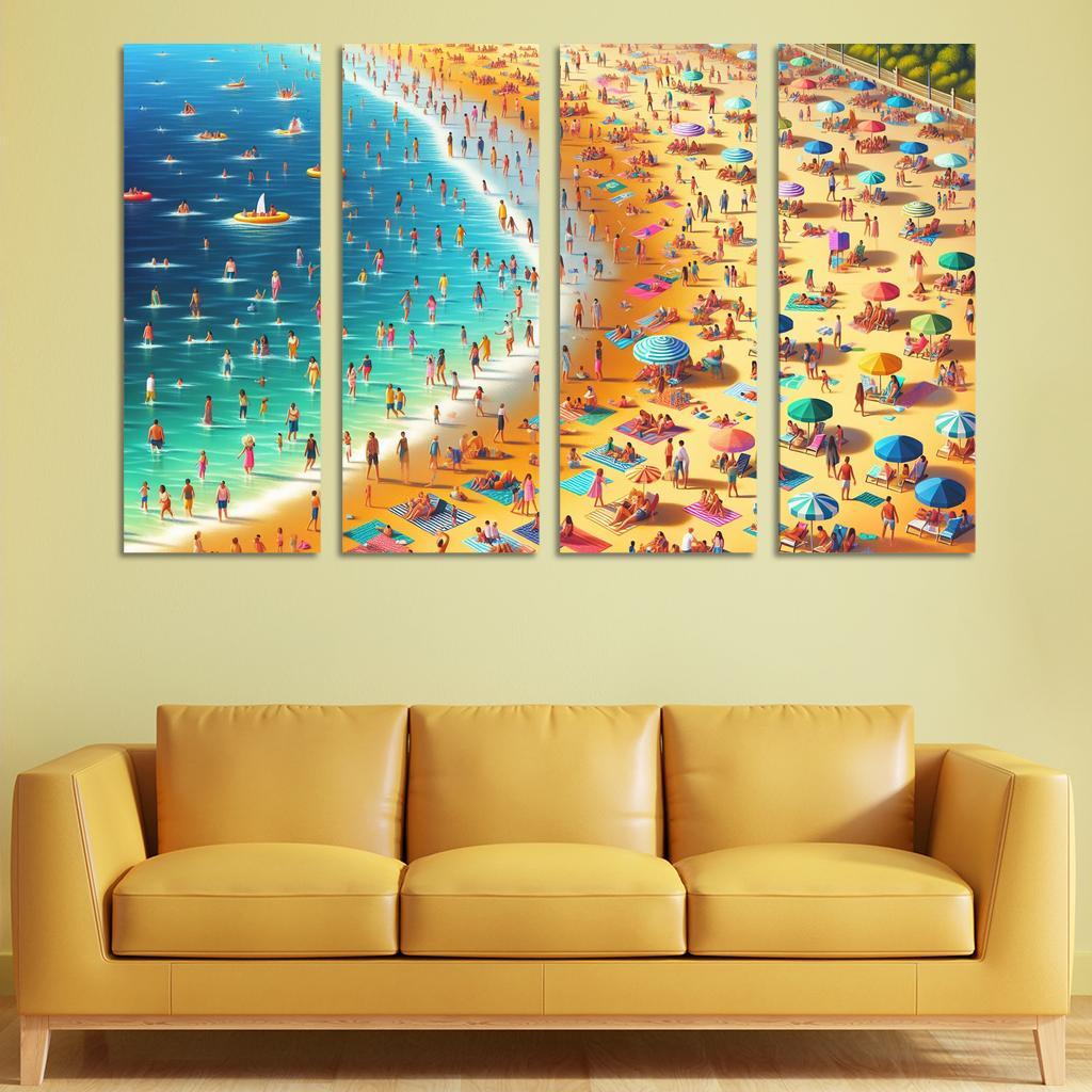 Sunny Shores Golden Beach Haven Abstract Paintings Frame