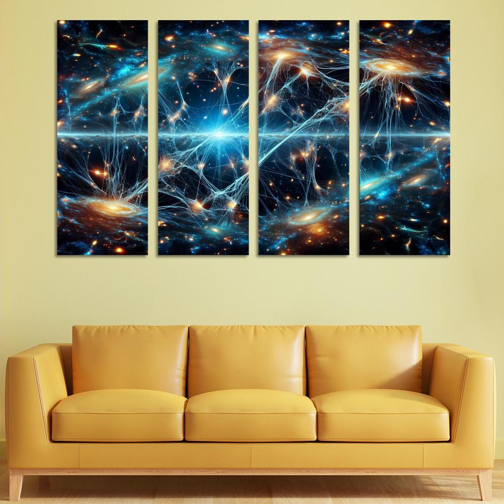 The Unveiling of the Cosmic Web 4 Piece HD Modern Canvas Panels-Original Frame