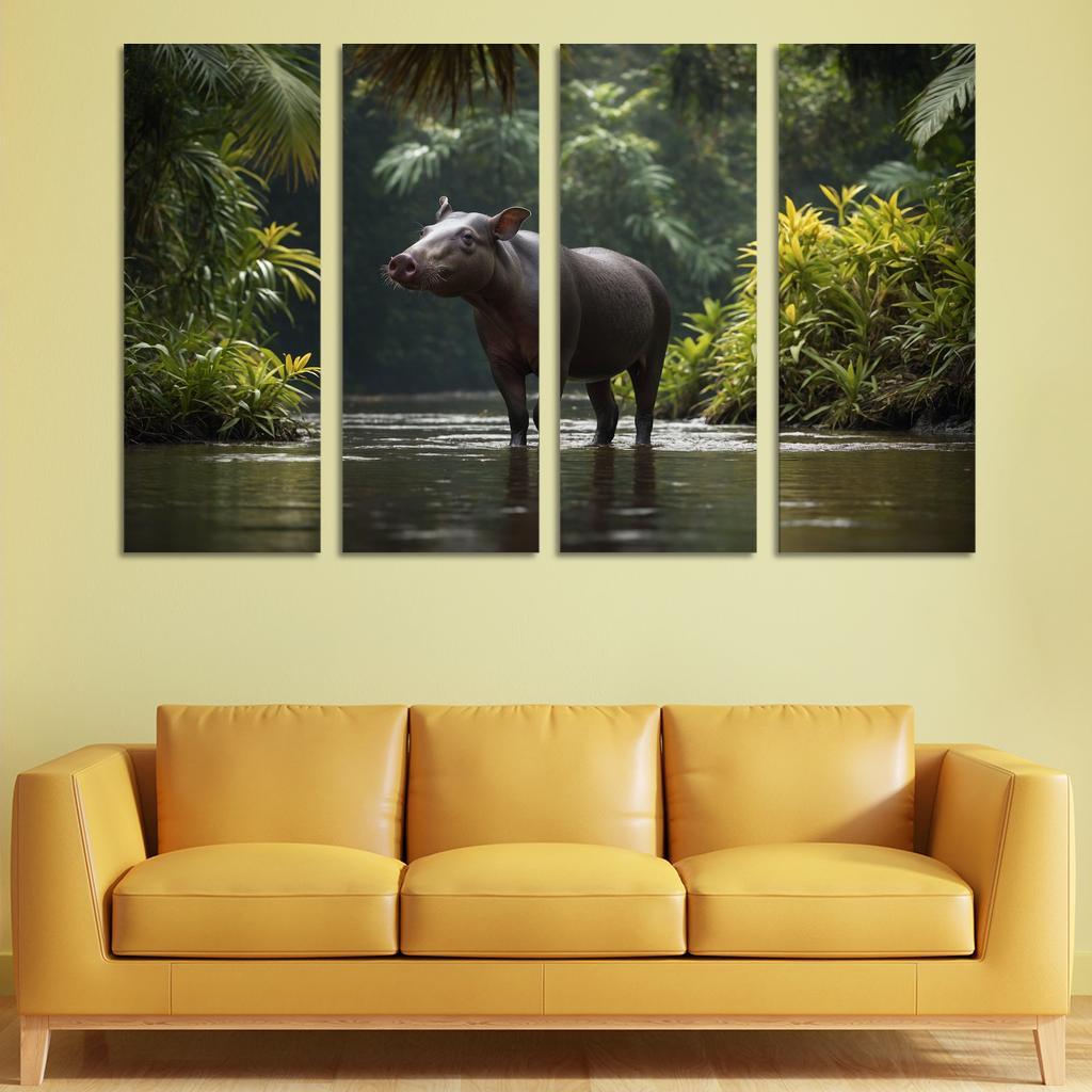 The Playful Baird's Tapir In The Rainforest Framed Paintings