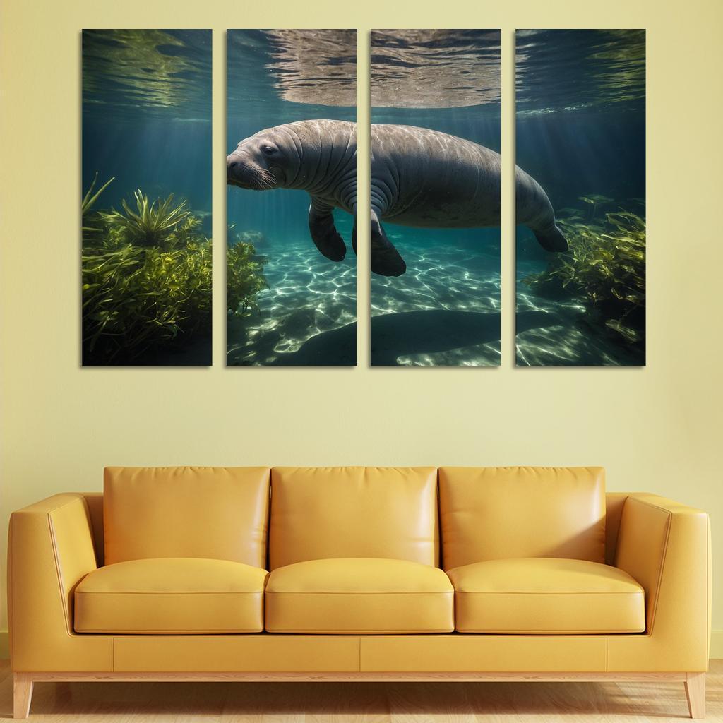 The Mysterious Manatee Gentle Giant Of The Waters Modern Paintings Frame
