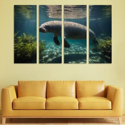 The Mysterious Manatee Gentle Giant Of The Waters Modern Paintings Frame