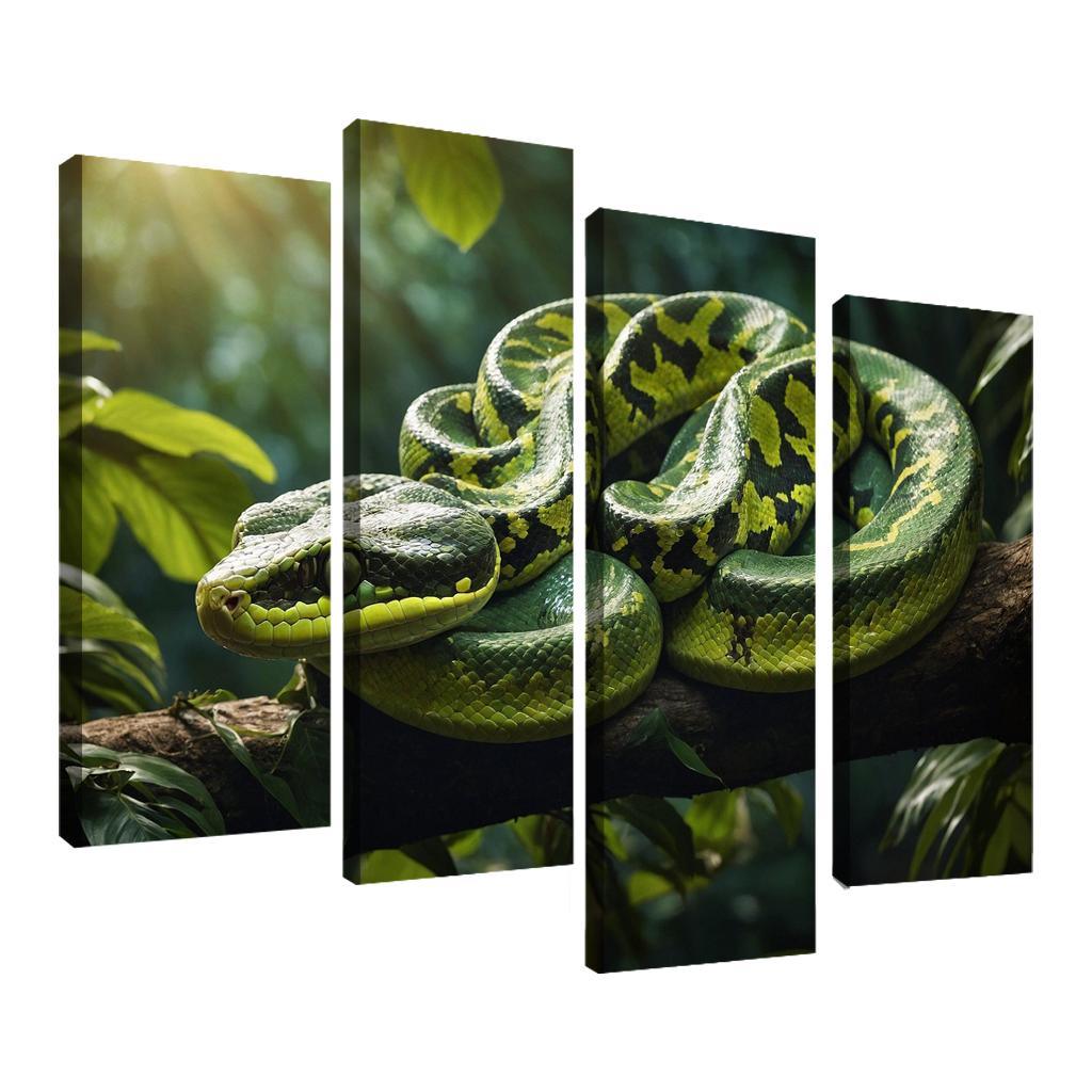 The Elegant Green Tree Python In A Tropical Setting Framed Paintings