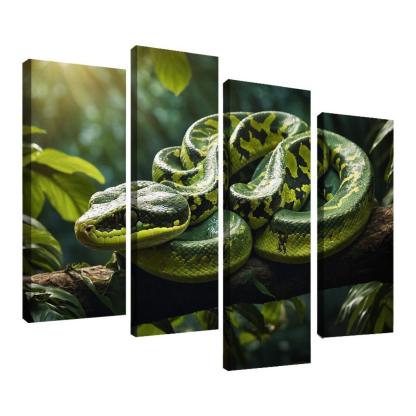 The Elegant Green Tree Python In A Tropical Setting Framed Paintings