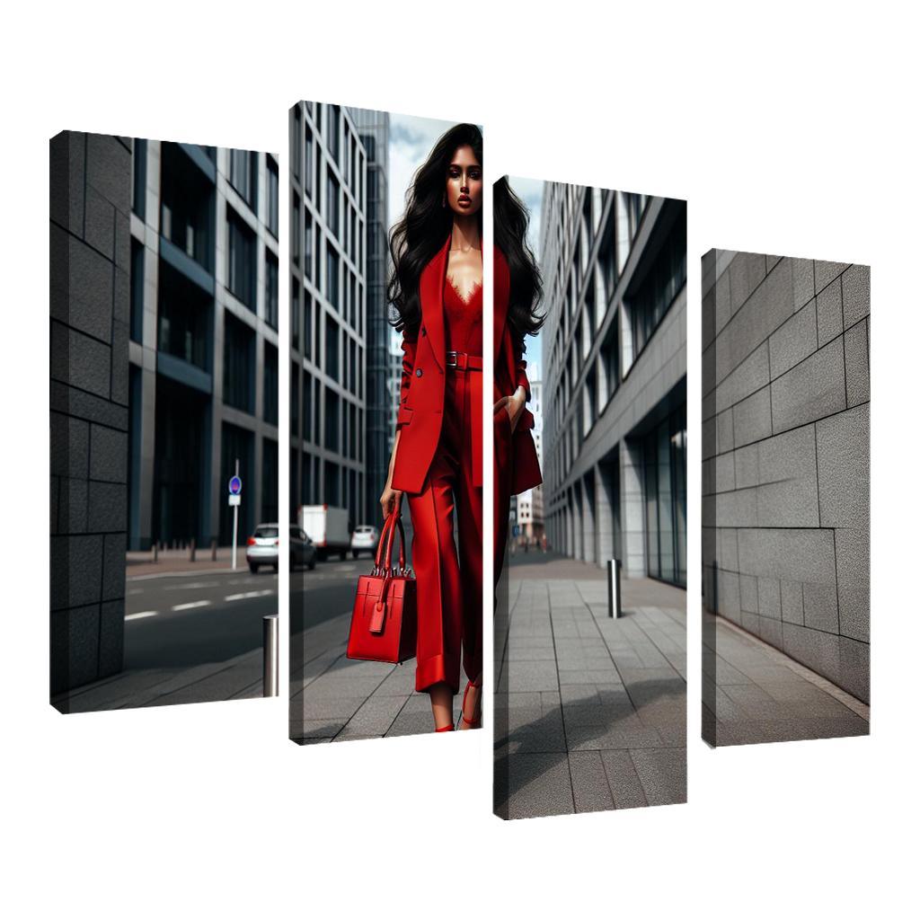 Bold Monochrome One-Color Outfits 4 Piece HD Canvas Wall Art-Original Frame