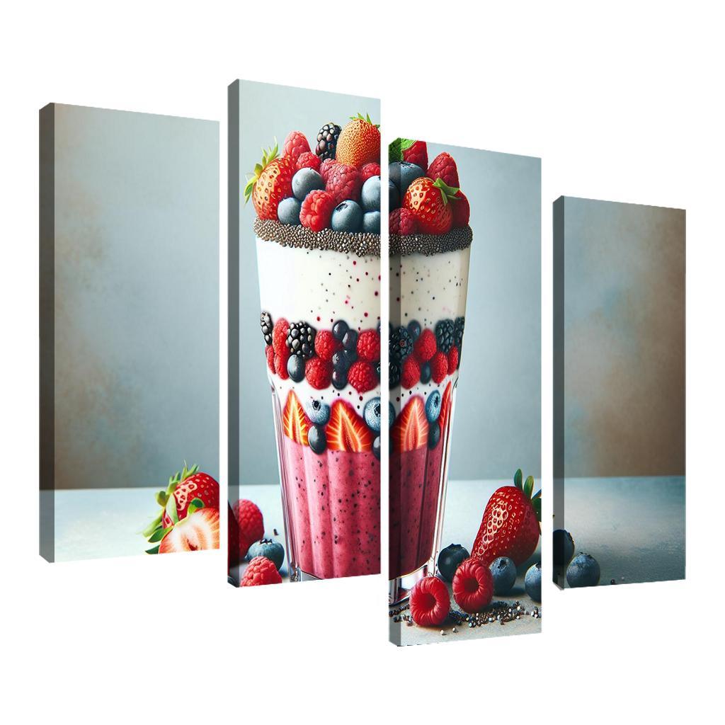 Almond Berry Bliss Smoothie 4 Piece HD Canvas Wall Art-Original Frame