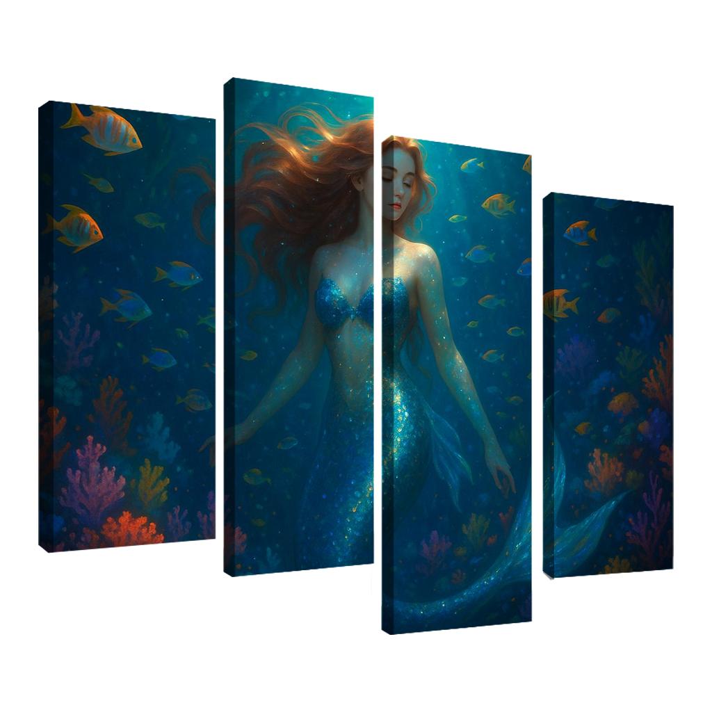 Magical Mermaid - Underwater Fantasy Tale Framed Paintings