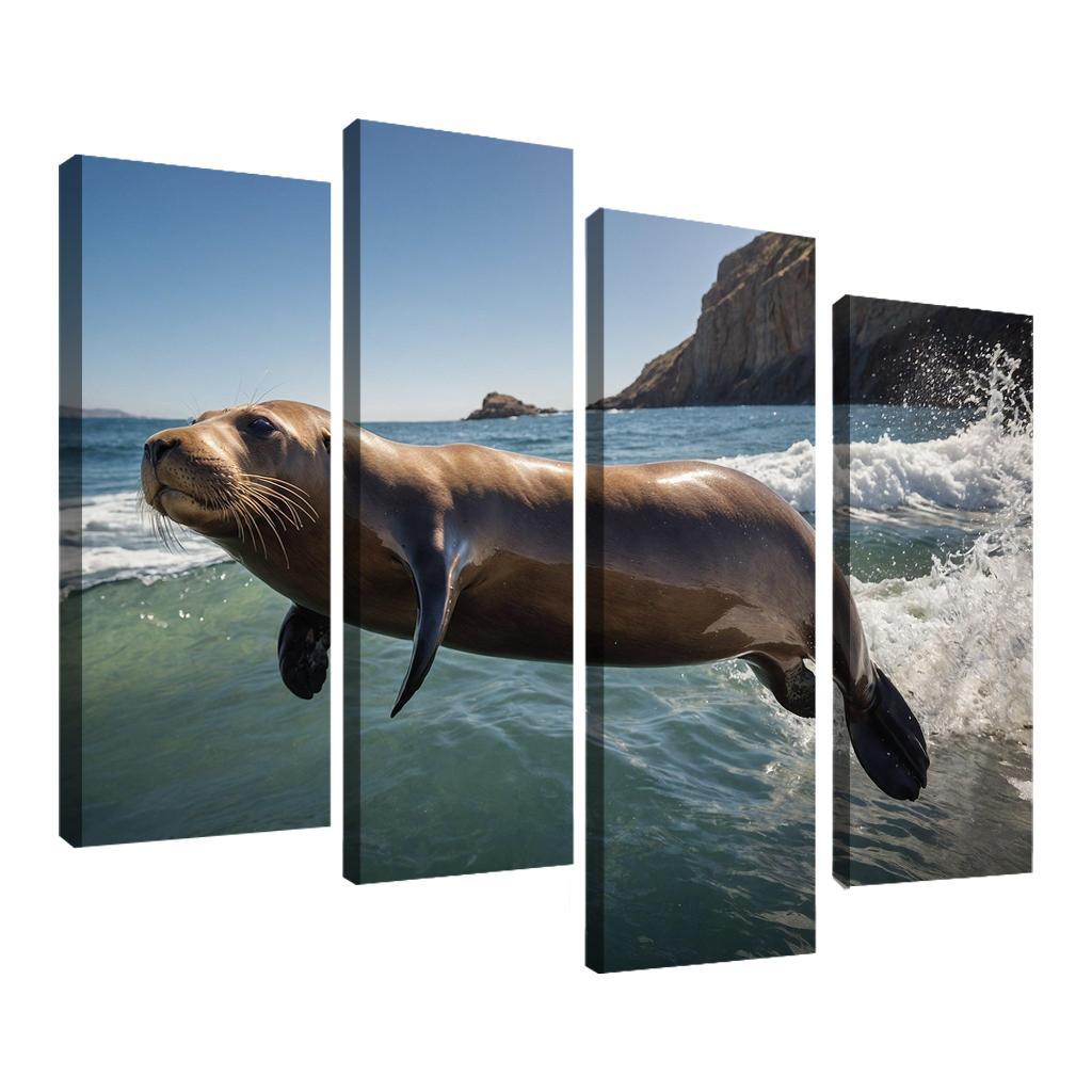 The Playful Sea Lion Charismatic Acrobats Of The Coast Modern Paintings Frame
