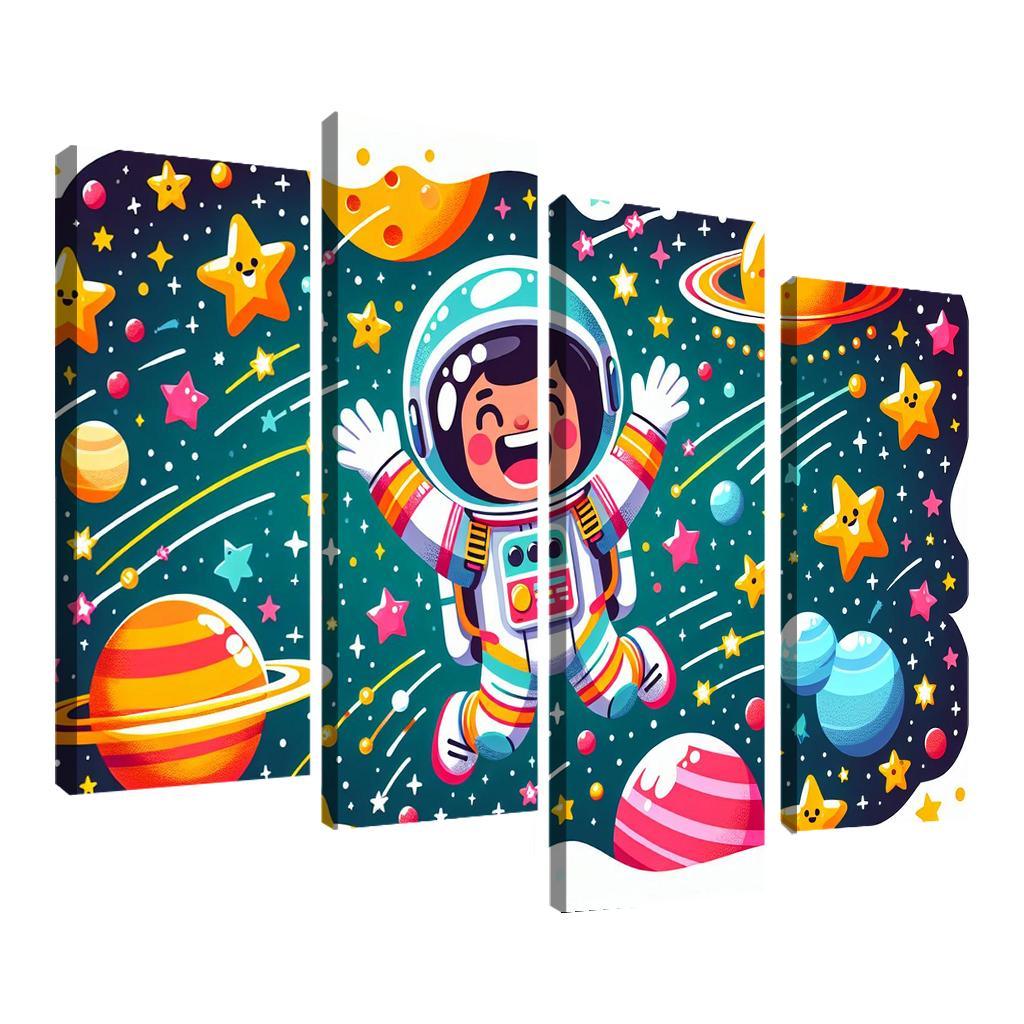 Astronaut Adventure 4 Piece HD Canvas Wall Art-Original Frame