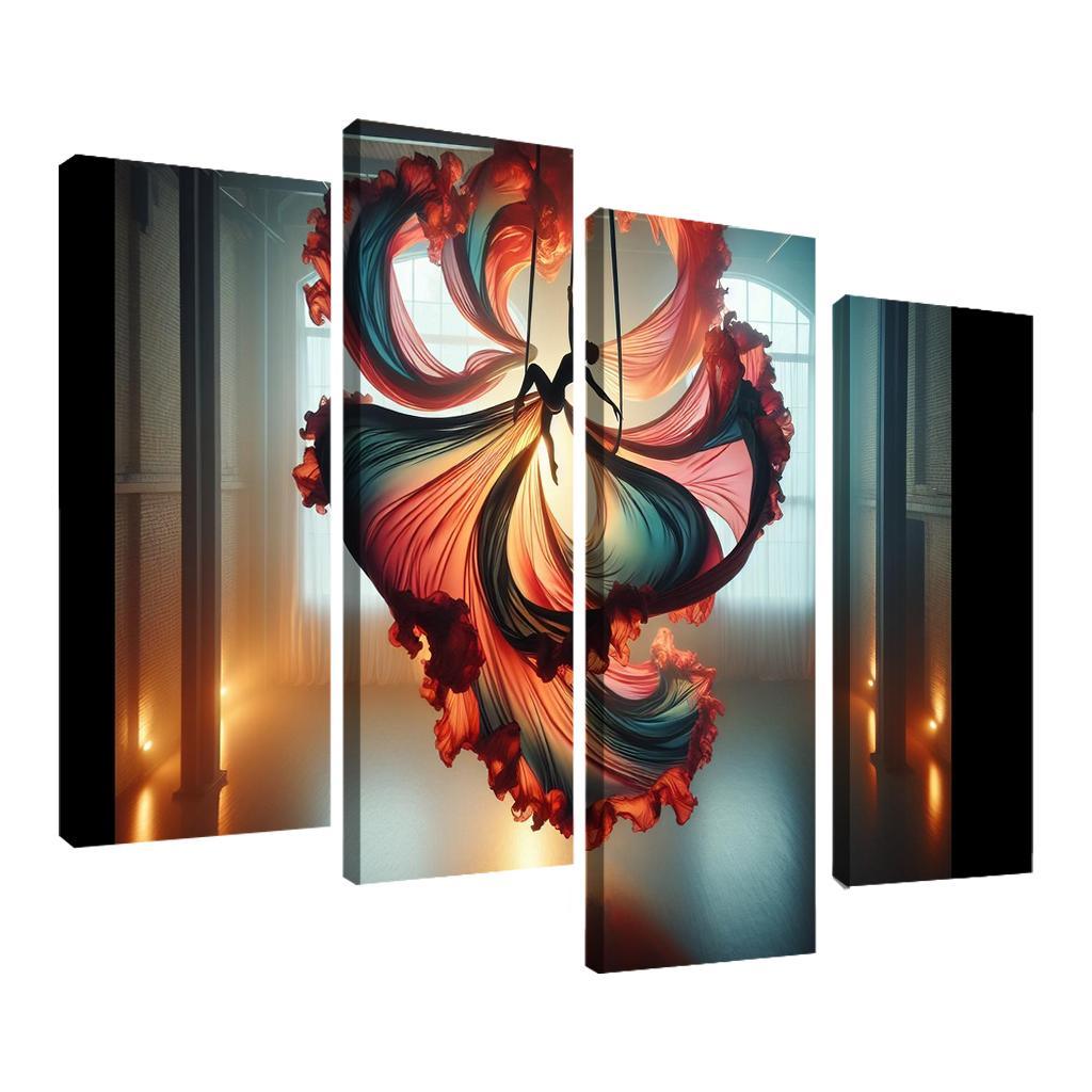 Aerial Silks Dance in the Air 4 Piece HD Canvas Wall Art-Original Frame
