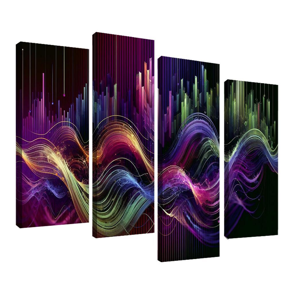 Musical Echoes Harmony 4 Piece HD Canvas Wall Art-Original Frame