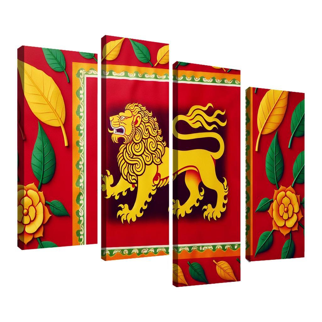 Legacy of Peace The Flag of Sri Lanka 4 Piece HD Canvas Wall Art-Original Frame